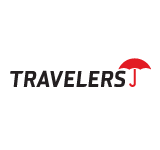 The logo for Travelers Insurance with an umbrella.