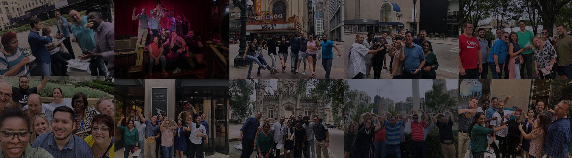 Collage of Insureon Chicago team outing. Collage of Insureon Chicago team outing.