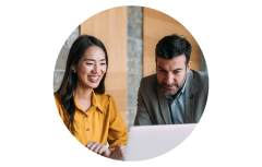 Agents connecting with a client for a virtual appointment.