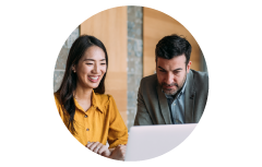 Agents connecting with a client for a virtual appointment. Agents connecting with a client for a virtual appointment.