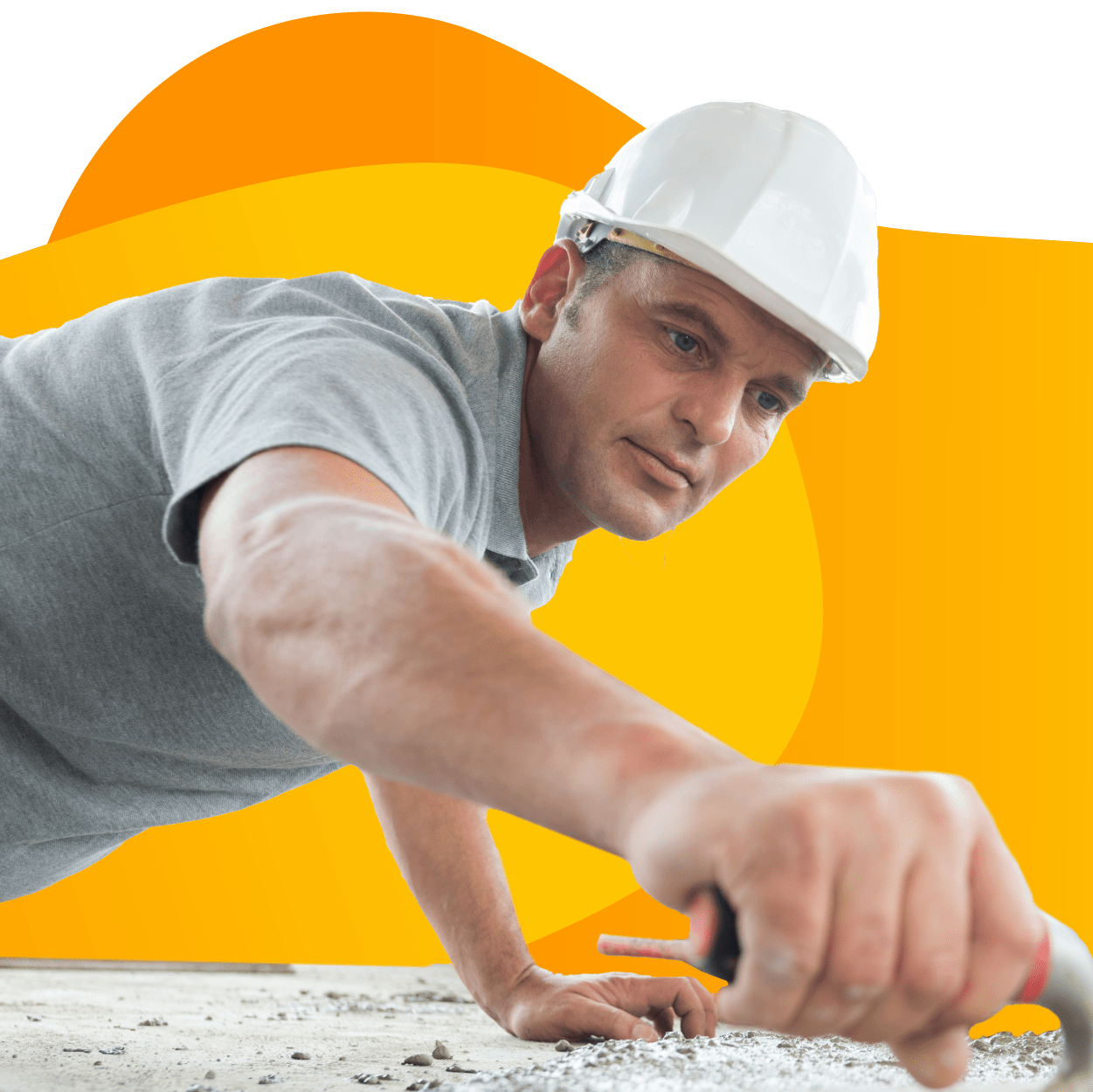 Contractor smoothing newly laid concrete.