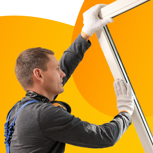 A window professional installing a new window.