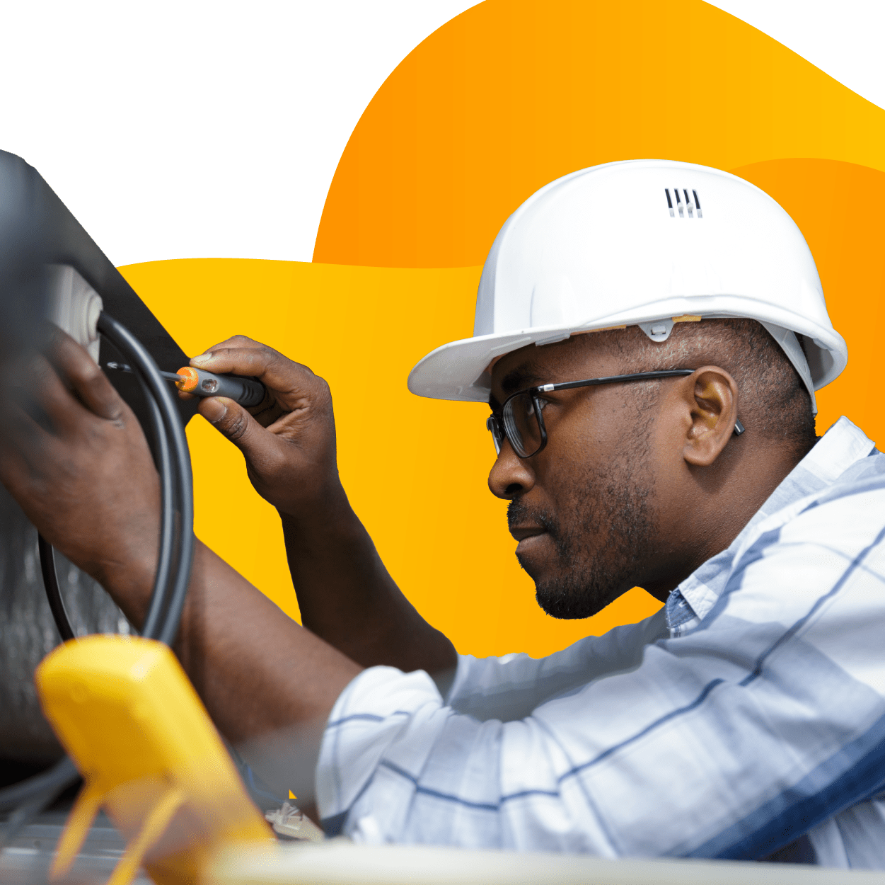 Electrician evaluating the wiring on a panel.