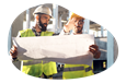 A general contractor discussing their construction plan with a subcontractor