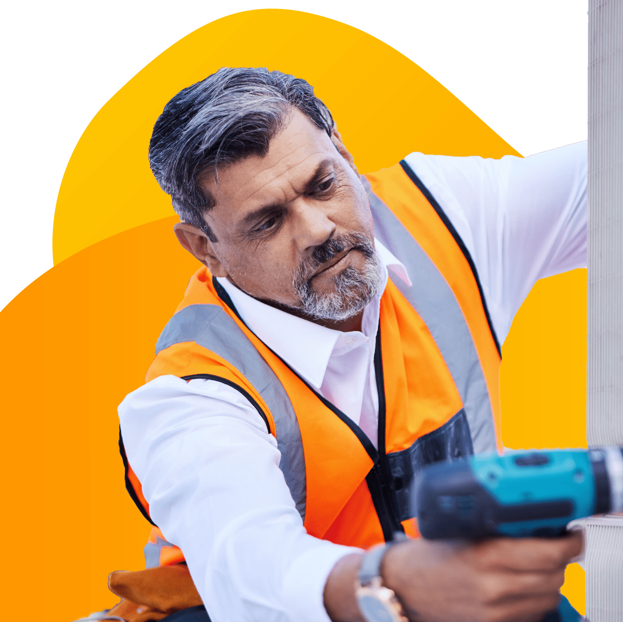 HVAC contractor installing an air conditioner.