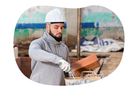 Masonry contractor at work