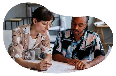 An interior designer consulting with a client.