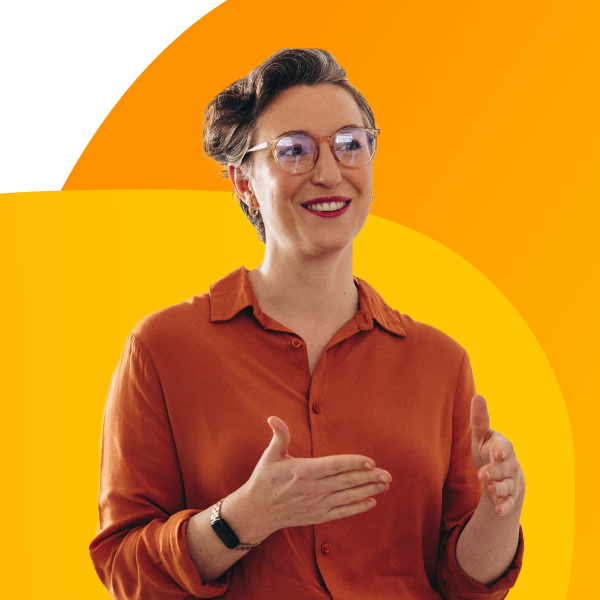 An interior designer speaking about their design.