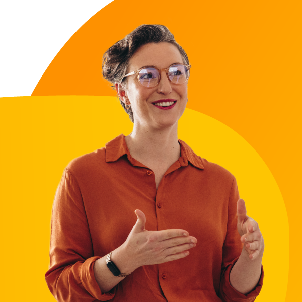 An interior designer speaking about their design.