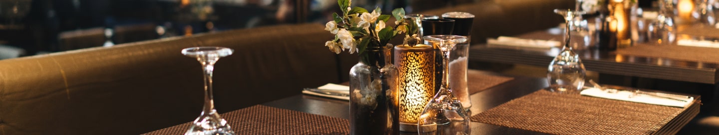 A table setting at a sit-down restaurant.