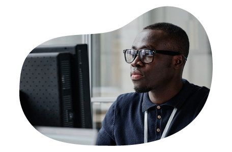 App developer looking at a computer screen.