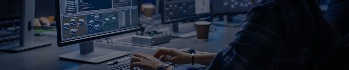Data architect typing on keyboard. Data architect typing on keyboard.