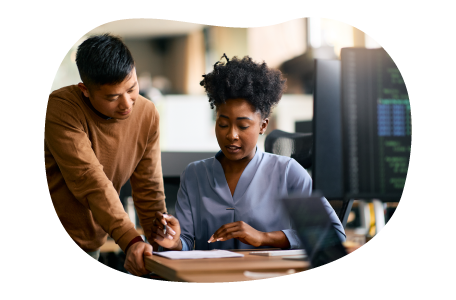 Two data scientist working together. Two data scientist working together.