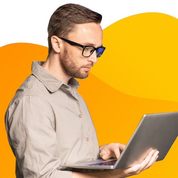 A penetration tester working at a computer.