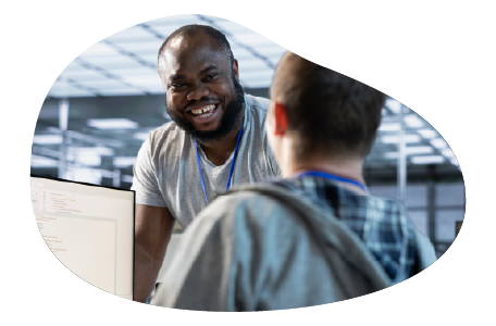 Technical writers discussing a project.