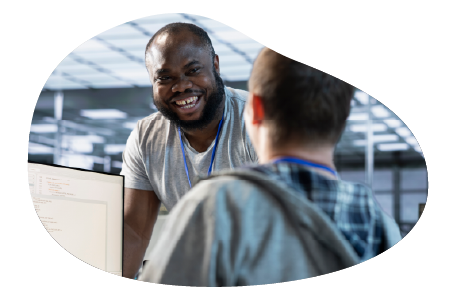 Technical writers discussing a project.