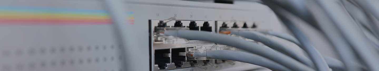 Close-up view of telecom cables.