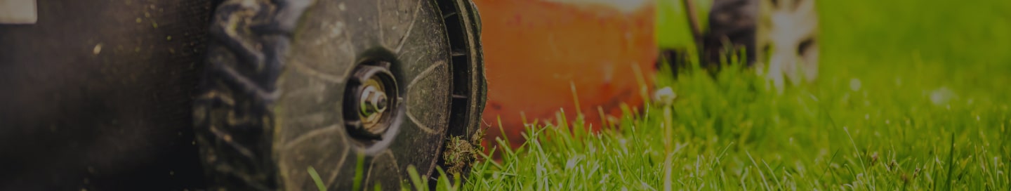 Push lawn mower cutting grass.