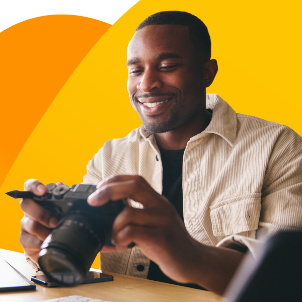 An advertising agency employee reviewing images for a client project.