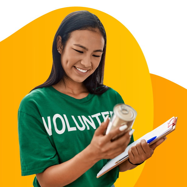 A church volunteer doing inventory.