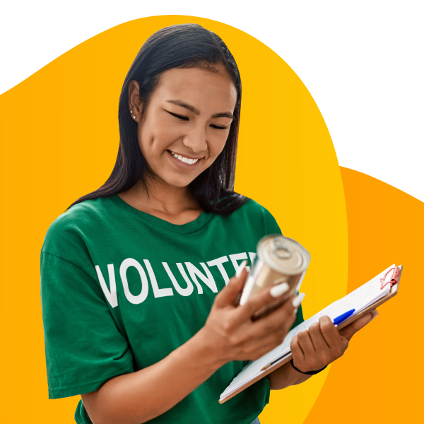 A church volunteer doing inventory.