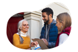 Church volunteers going door-to-door for donations.