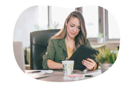 An event planner consulting with a client.