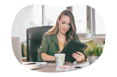 An event planner consulting with a client. An event planner consulting with a client.