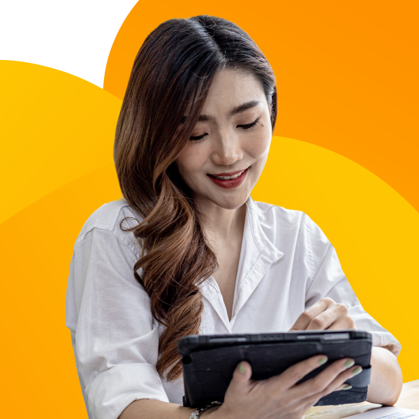 A lawyer working on a tablet.