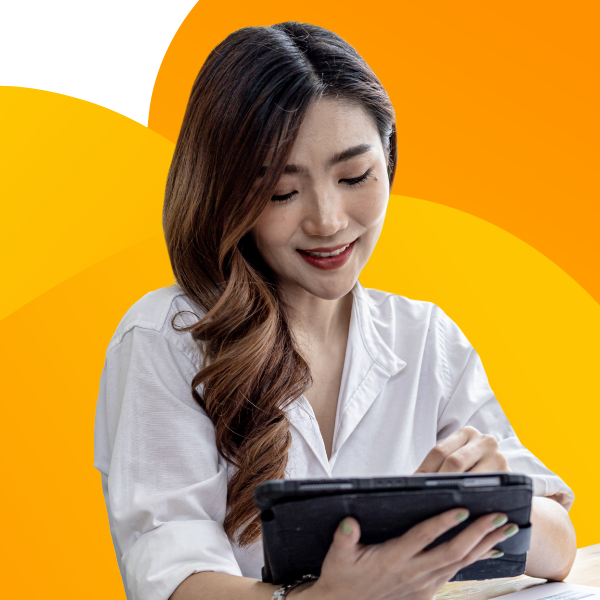 A lawyer working on a tablet.