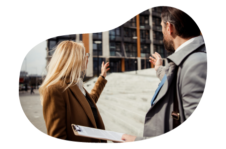 A commercial landlord shows an office to a prospective tenant.