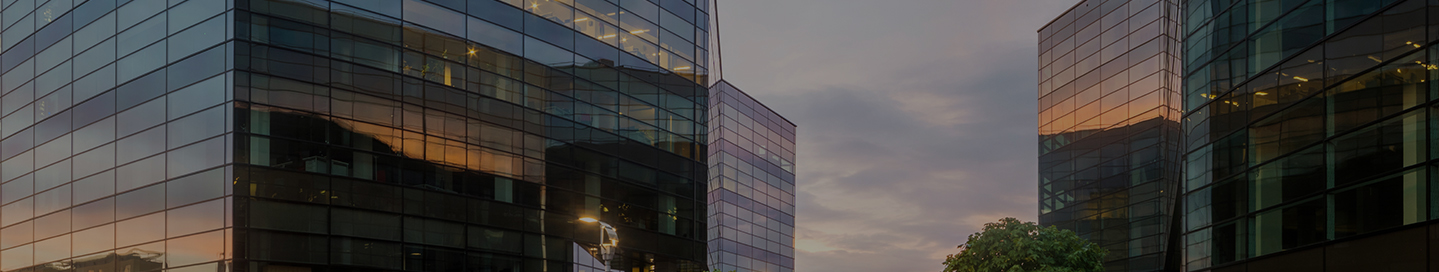 A modern office complex owned by a commercial landlord.