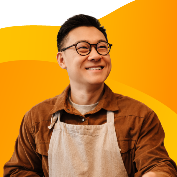 Smiling convenience store worker