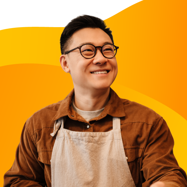 Smiling convenience store worker