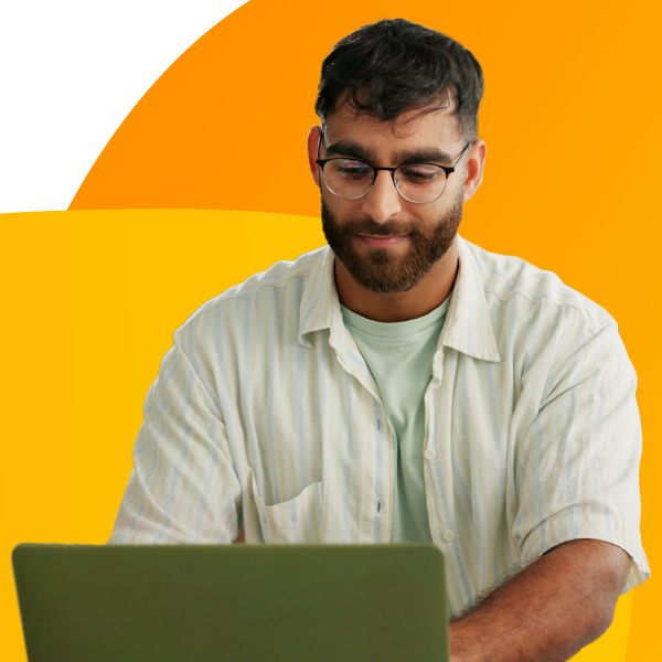 An e-commerce business retailer checking different insurance plans on their laptop