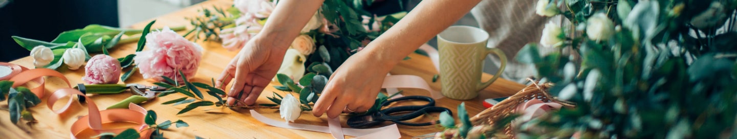 Florist arranging flowers