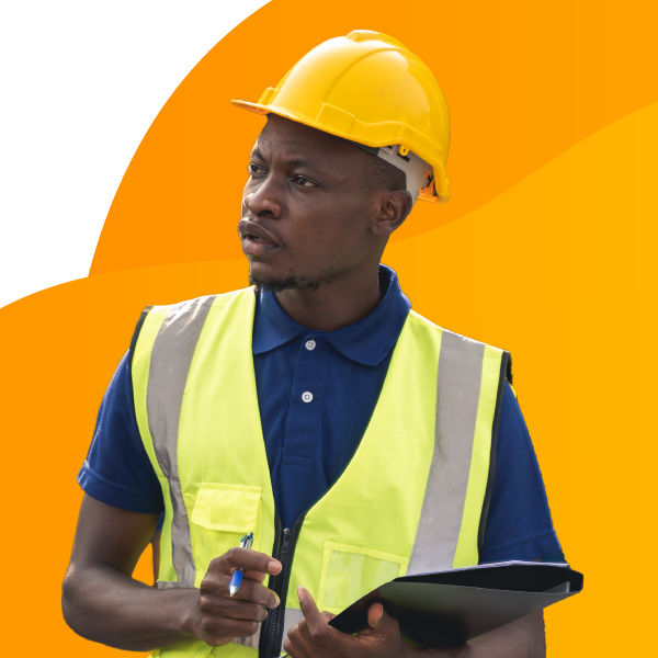 A freight forwarder checking off a list of cargo.