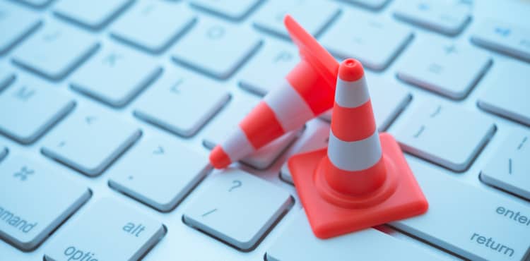 Computer keyboard with traffic safety cones